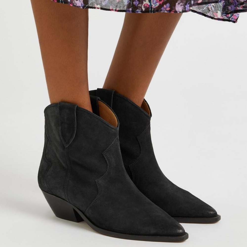Isabel Marant Dewina Black Distressed Suede Boots 36